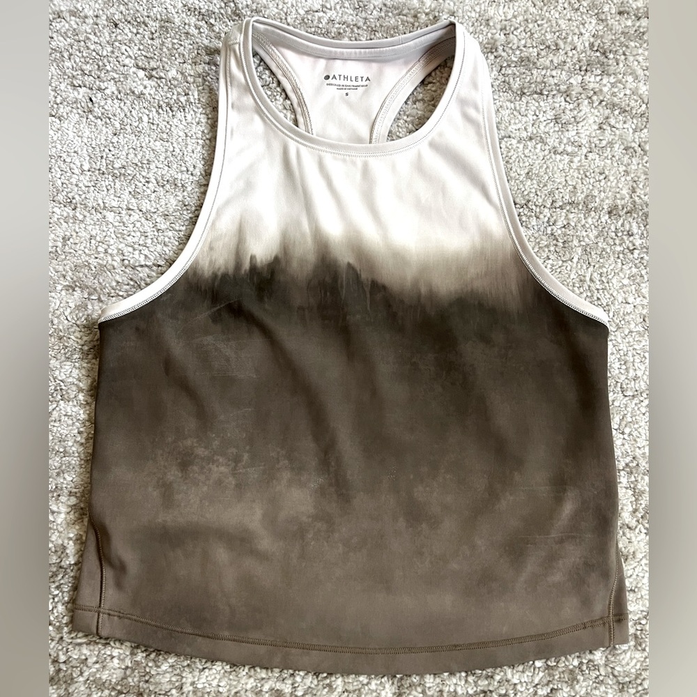 Athleta Ombre White to Brown Racerback Crop Top